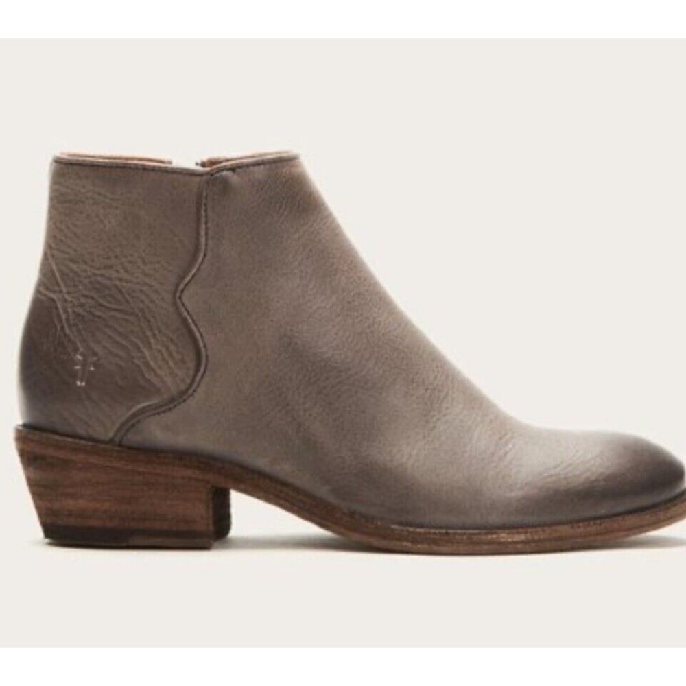 Frye Carson Piping Leather Bootie Size 6.5 Graphite Grey Side Zipper